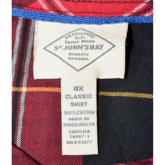 NWT St. John's Bay Ladies Red Plaid Button Front Classic Shirt Top Size 0X - Picture 10 of 11